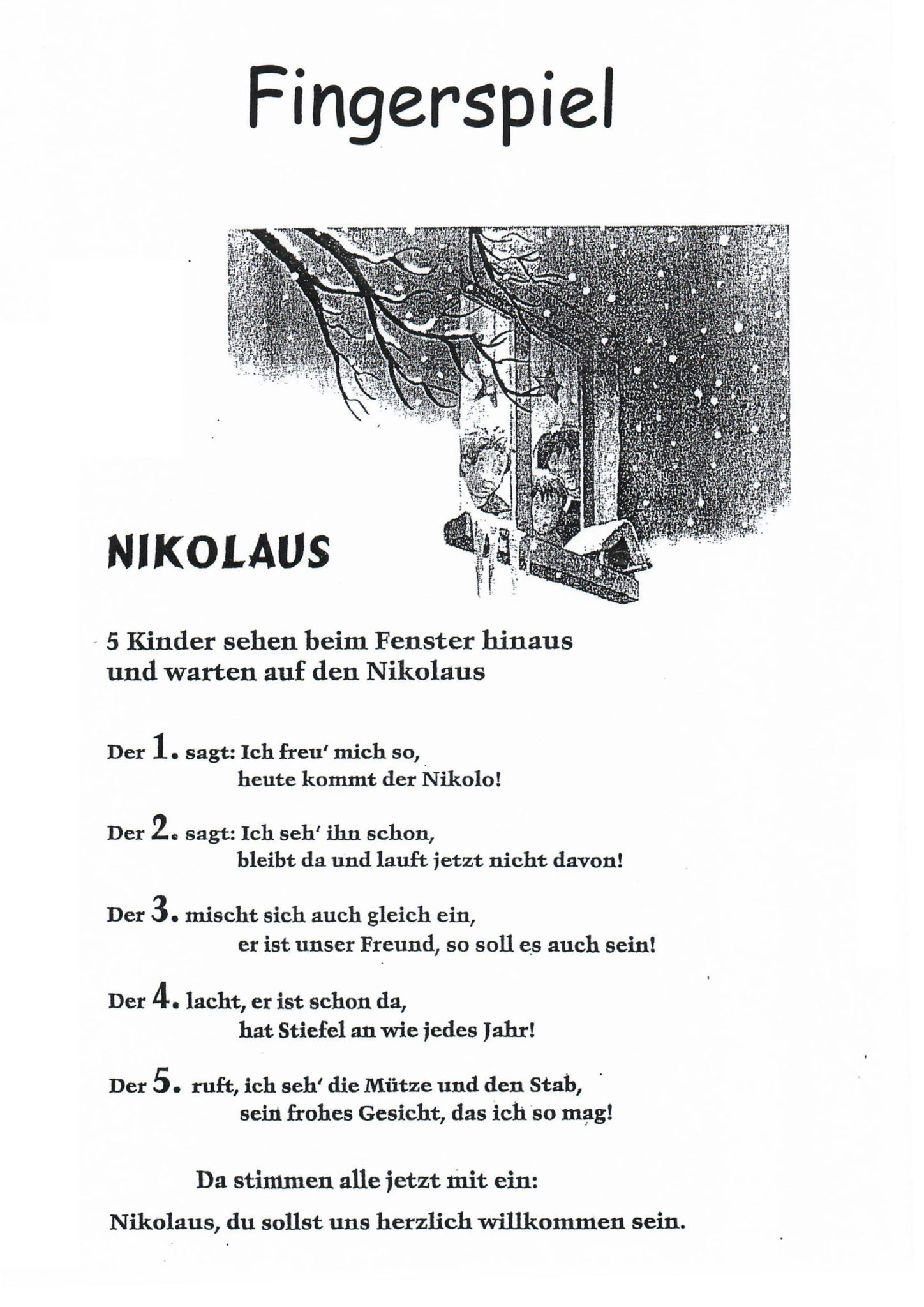 Fingerspiel Nikolaus – Europakindergarten
